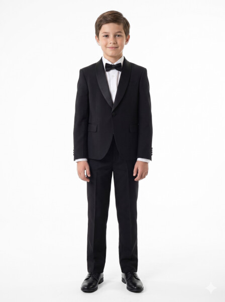 Erkek Çocuk Papiyonlu 4'lü Takım Elbise 7-10 Yaş 4166 Siyah - Marli Kids