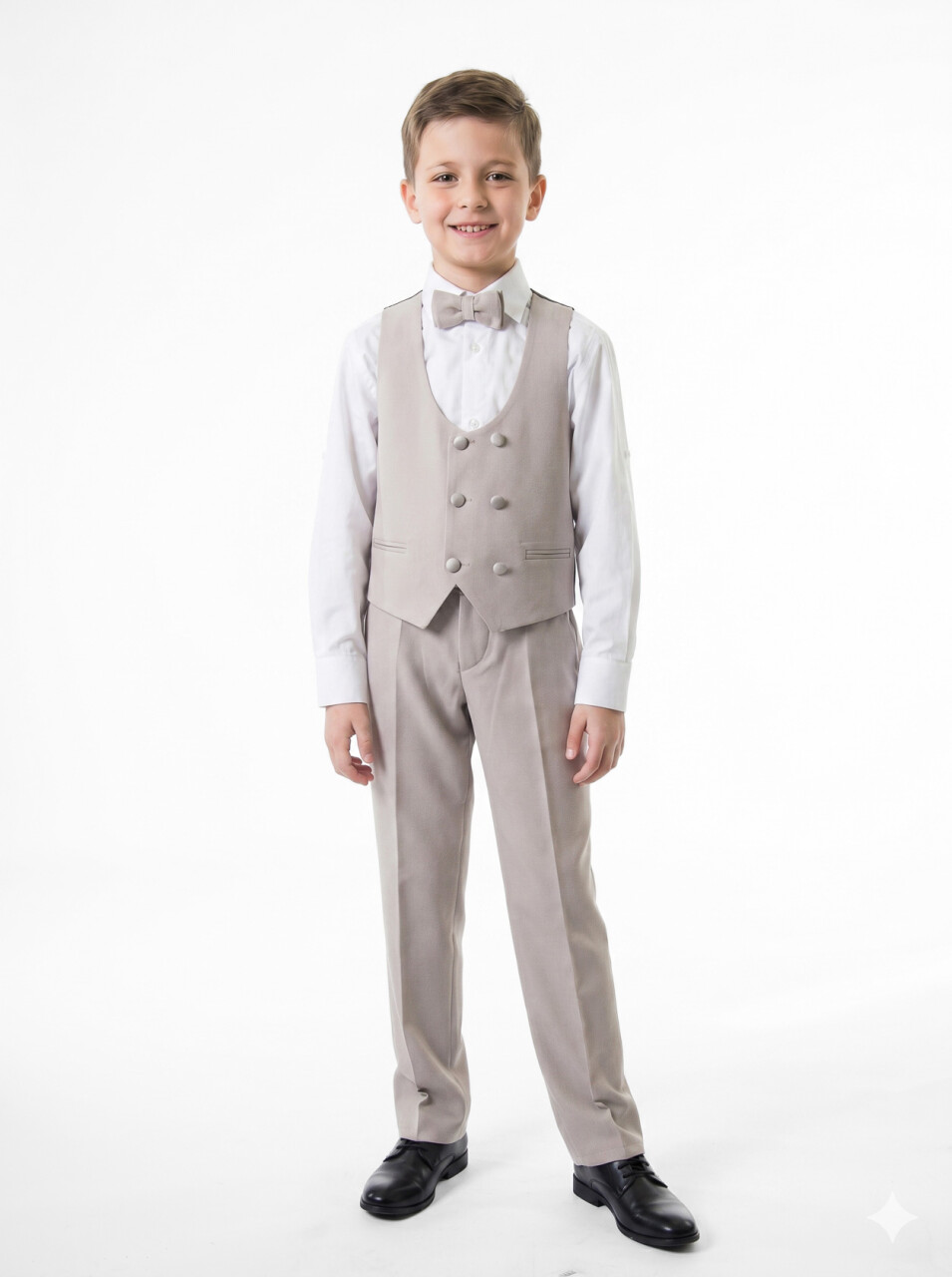 Erkek Çocuk Papiyonlu 4'lü Takım Elbise 7-10 Yaş 4166 Vizon - 4