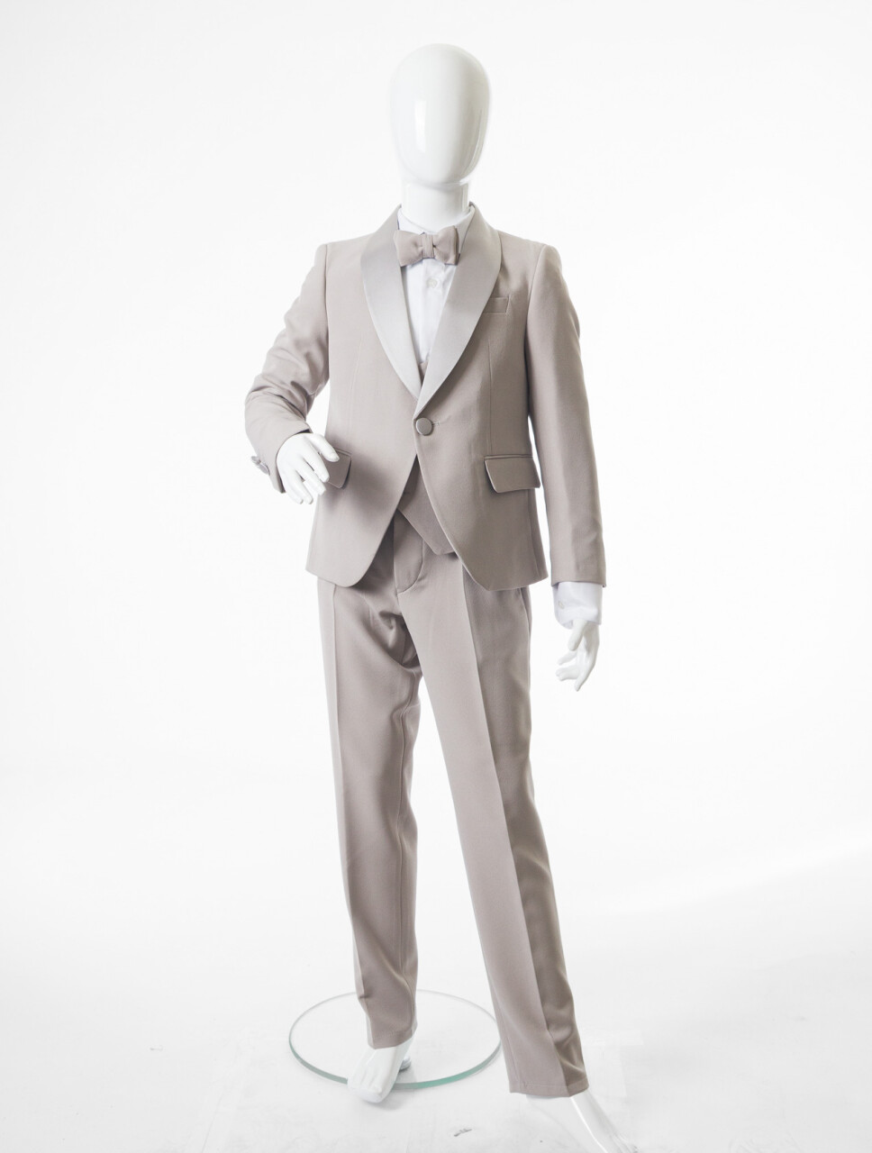 Erkek Çocuk Papiyonlu 4'lü Takım Elbise 7-10 Yaş 4166 Vizon - 6