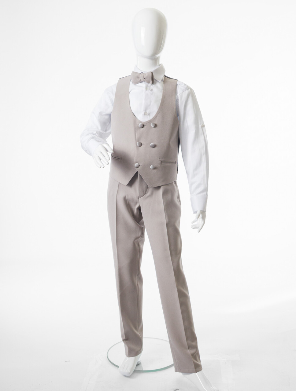 Erkek Çocuk Papiyonlu 4'lü Takım Elbise 7-10 Yaş 4166 Vizon - 9