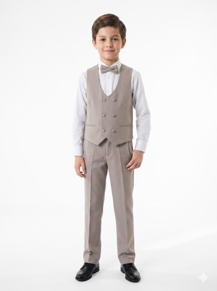 Erkek Çocuk 4'lu Takım Elbise 11-14 Yaş 4167 Vizon - 4