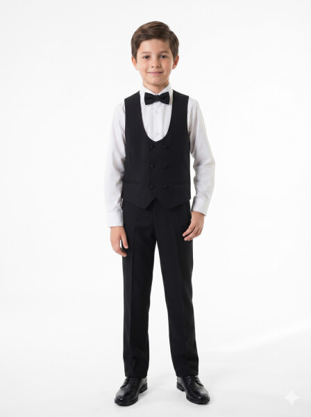 Erkek Çocuk 4'lu Takım Elbise 11-14 Yaş 4167 Siyah - 4