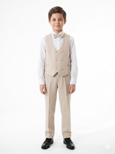 Erkek Çocuk 4'lu Takım Elbise 11-14 Yaş 4167 Bej - 4