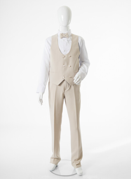 Erkek Çocuk 4'lu Takım Elbise 11-14 Yaş 4167 Bej - 10