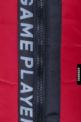 Erkek Çocuk Kapüşonlu Fermuarlı Baskılı Şişmeli Mont 2-5 Yaş 22417 Kırmızı - 8