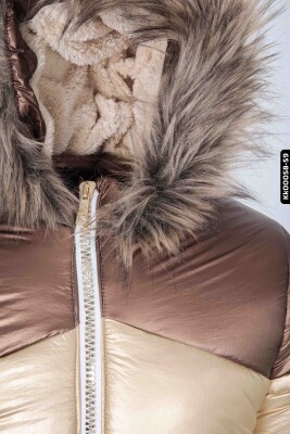 Kız Çocuk Mont 6-9 Yaş 22474 Altın - 4