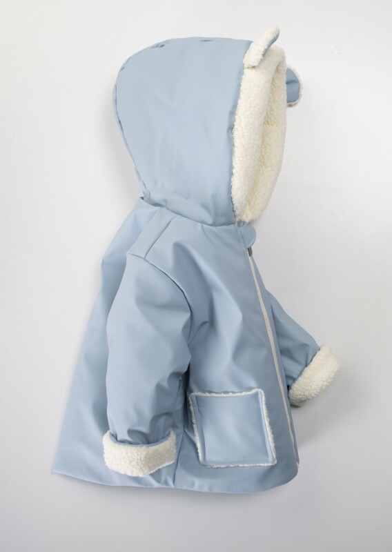 İçi Polarlı Su Ve Rüzgar Geçirmez Kapüşonlu Deri Şişme Erkek Çocuk Mont 2-6 Yaş 51407 Mavi - 3