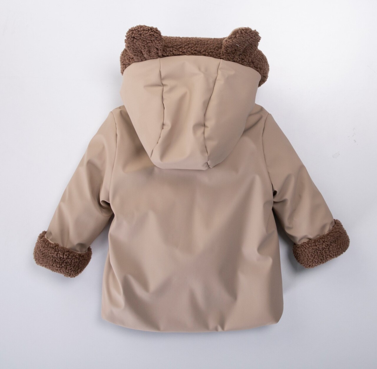 İçi Polarlı Su Ve Rüzgar Geçirmez Kapüşonlu Deri Şişme Erkek Çocuk Mont 2-6 Yaş 51407 Bej - 2