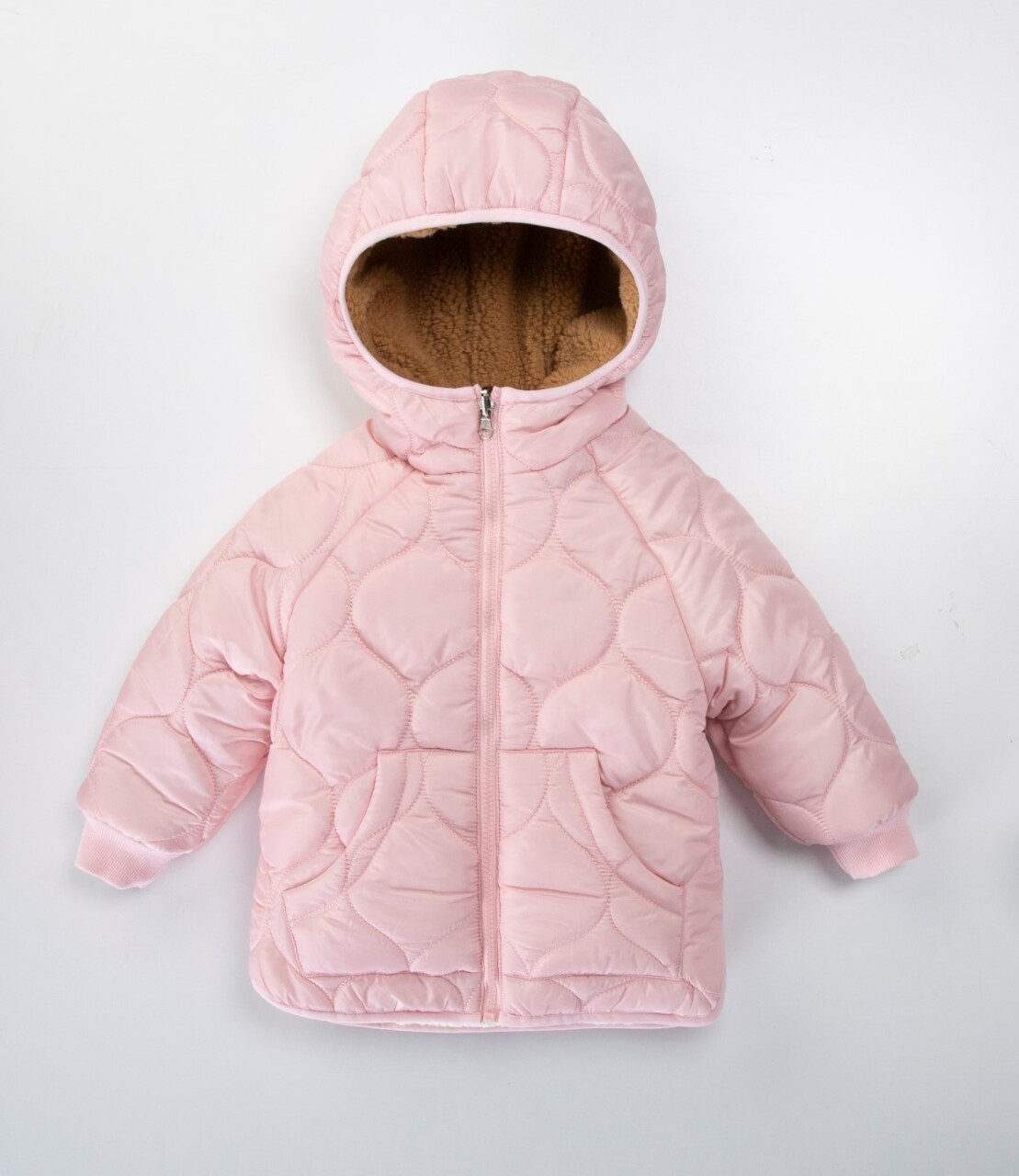 Çift Taraflı İçi Polarlı Rüzgar Geçirmez Kapüşonlu Şişme Kız Çocuk Mont 2-6 Yaş 50316 Pembe - 1