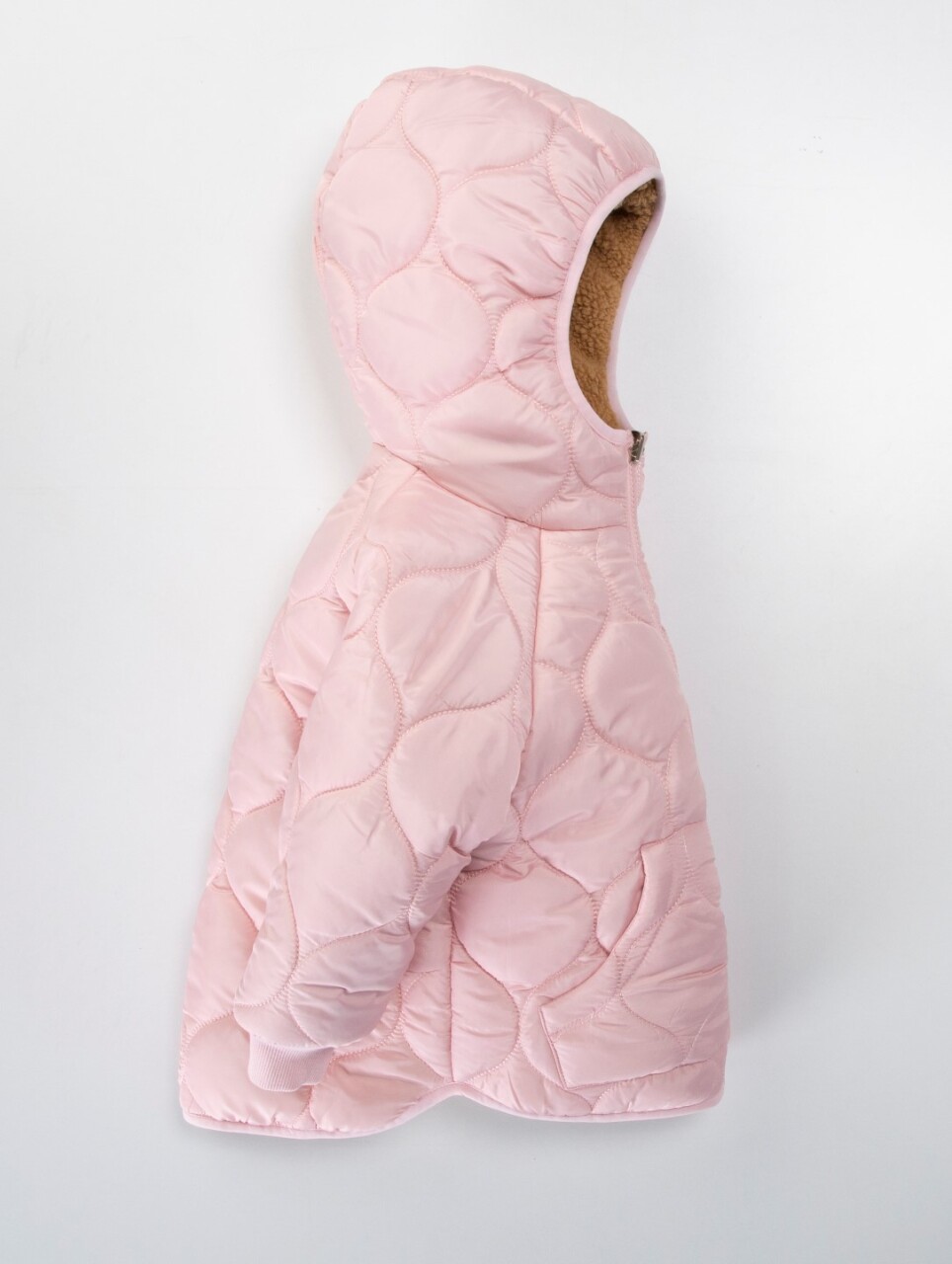 Çift Taraflı İçi Polarlı Rüzgar Geçirmez Kapüşonlu Şişme Kız Çocuk Mont 2-6 Yaş 50316 Pembe - 3