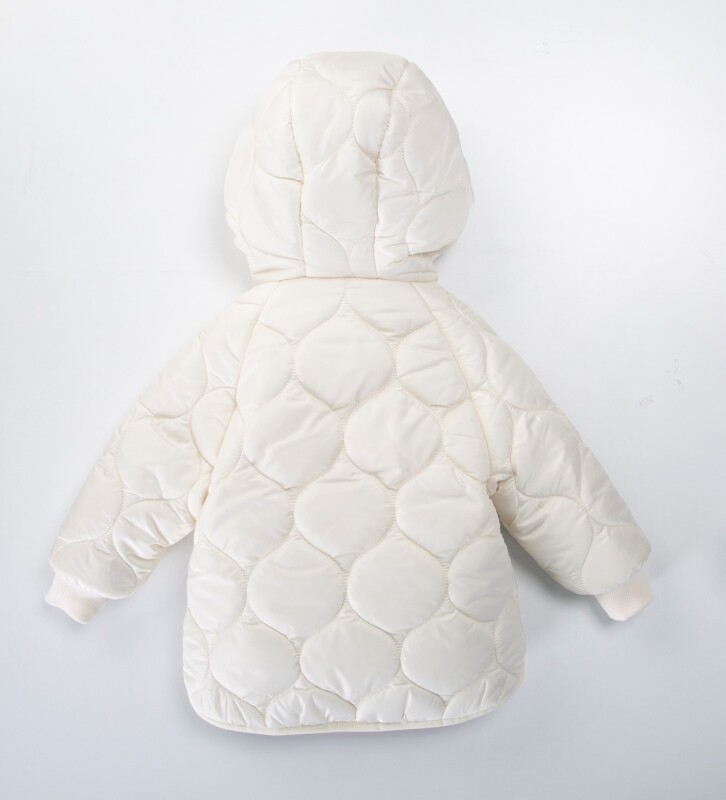 Çift Taraflı İçi Polarlı Rüzgar Geçirmez Kapüşonlu Şişme Kız Çocuk Mont 2-6 Yaş 50316 Ekru - 2