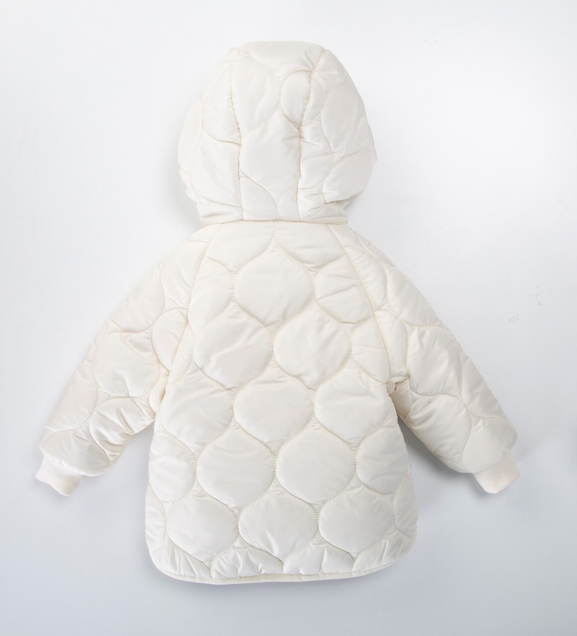 Çift Taraflı İçi Polarlı Rüzgar Geçirmez Kapüşonlu Şişme Kız Çocuk Mont 2-6 Yaş 50316 Ekru - 2