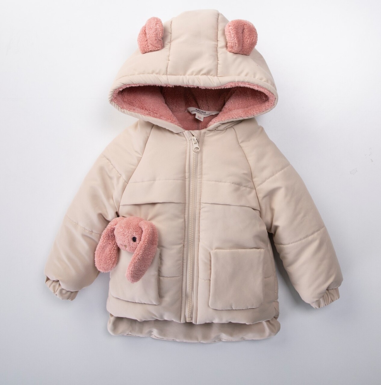 Su Ve Rüzgar Geçiemez Kapüşonlu Şişme Peluş Kışlık Kız Çocuk Mont 2-6 Yaş 50327 Bej - 1