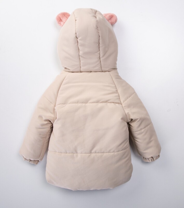 Su Ve Rüzgar Geçiemez Kapüşonlu Şişme Peluş Kışlık Kız Çocuk Mont 2-6 Yaş 50327 Bej - 2