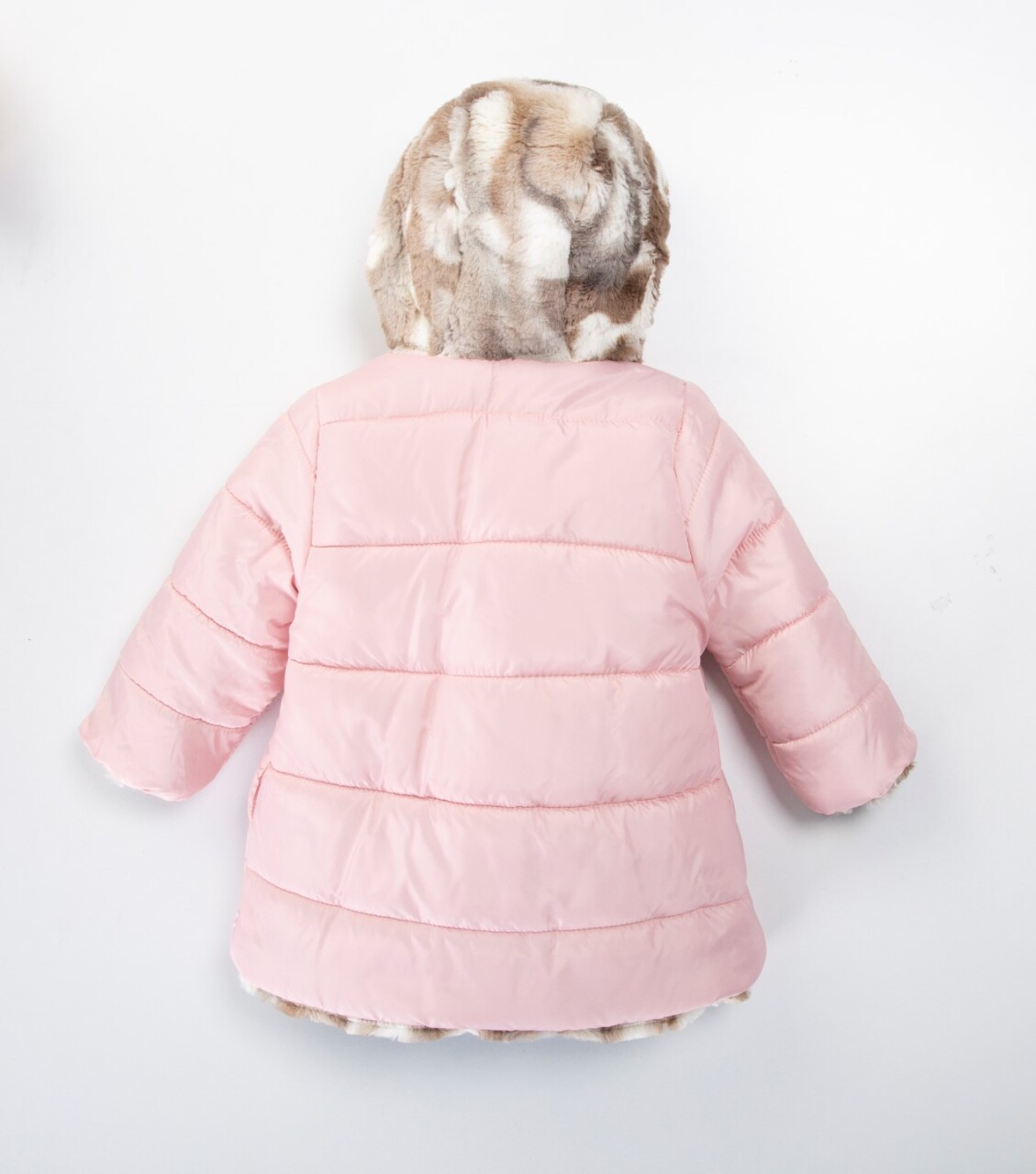 Çift Taraflı İçi Polarlı Rüzgar Geçirmez Kapüşonlu Şişme Kız Çocuk Mont 2-6 Yaş 50315 Pembe - 2