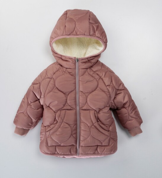 Çift Taraflı İçi Polarlı Rüzgar Geçirmez Kapüşonlu Şişme Kız Çocuk Mont 2-6 Yaş 50316 Gül Kurusu - MİDİMOD