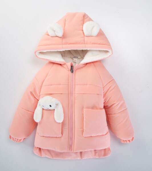 Su Ve Rüzgar Geçiemez Kapüşonlu Şişme Peluş Kışlık Kız Çocuk Mont 2-6 Yaş 50327 Pembe - MİDİMOD