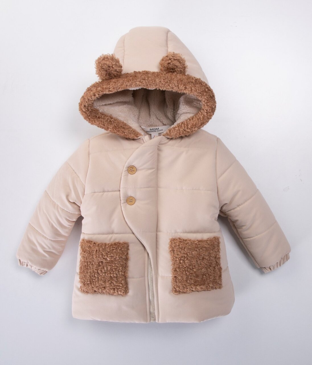 İçi Polarlı Cepli Kapüşonlu Şişme Kışlık Erkek Çocuk Mont 2-6 Yaş 51414 Bej - 1