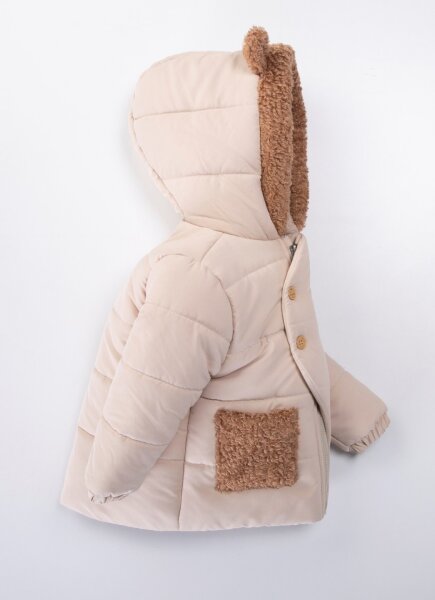 İçi Polarlı Cepli Kapüşonlu Şişme Kışlık Erkek Çocuk Mont 2-6 Yaş 51414 Bej - 3