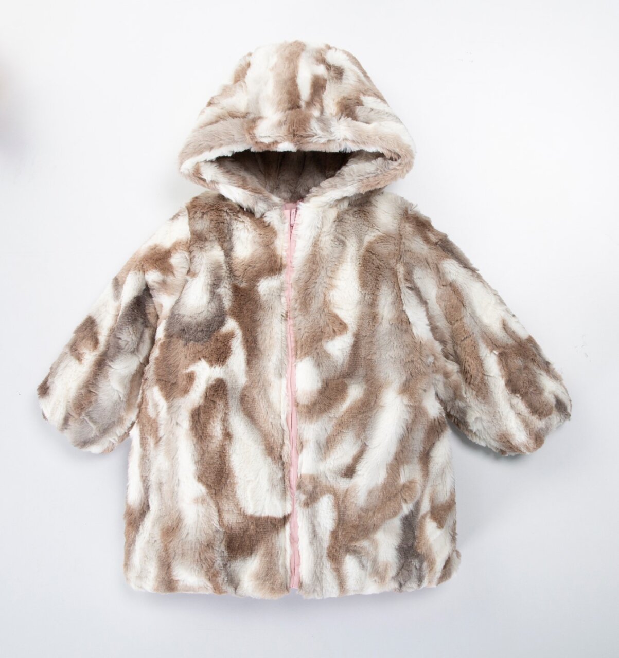 Çift Taraflı İçi Polarlı Rüzgar Geçirmez Kapüşonlu Şişme Kız Çocuk Mont 2-6 Yaş 50315 Bej - 5