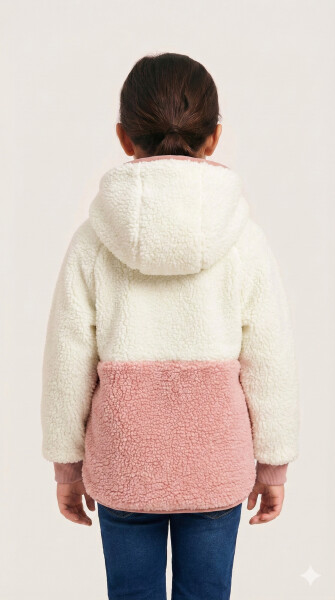 Çift Traflı İçi Polarlı Rüzgar Geçirmez Kapüşonlu Şişme Kız Çocuk Mont 6-10 Yaş 50323 Gül Kurusu - 3