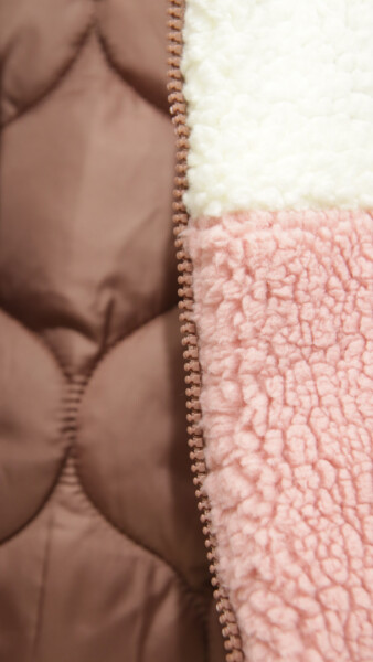 Çift Traflı İçi Polarlı Rüzgar Geçirmez Kapüşonlu Şişme Kız Çocuk Mont 6-10 Yaş 50323 Gül Kurusu - 4