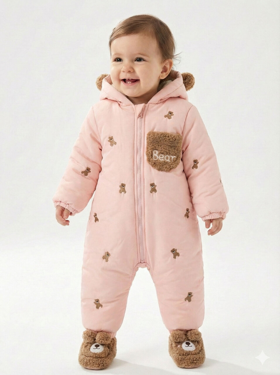 بدلة فضاء للبنات مع بطانة من الصوف وغطاء للرأس مقاوم للماء والرياح، من 9 إلى 24 شهرًا 50115 - 1