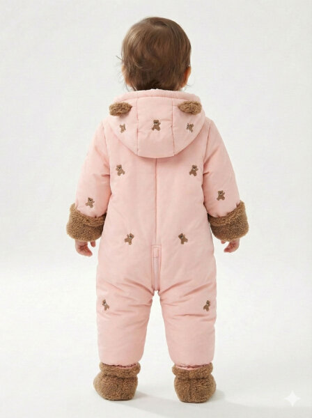 بدلة فضاء للبنات مع بطانة من الصوف وغطاء للرأس مقاوم للماء والرياح، من 9 إلى 24 شهرًا 50115 - 2