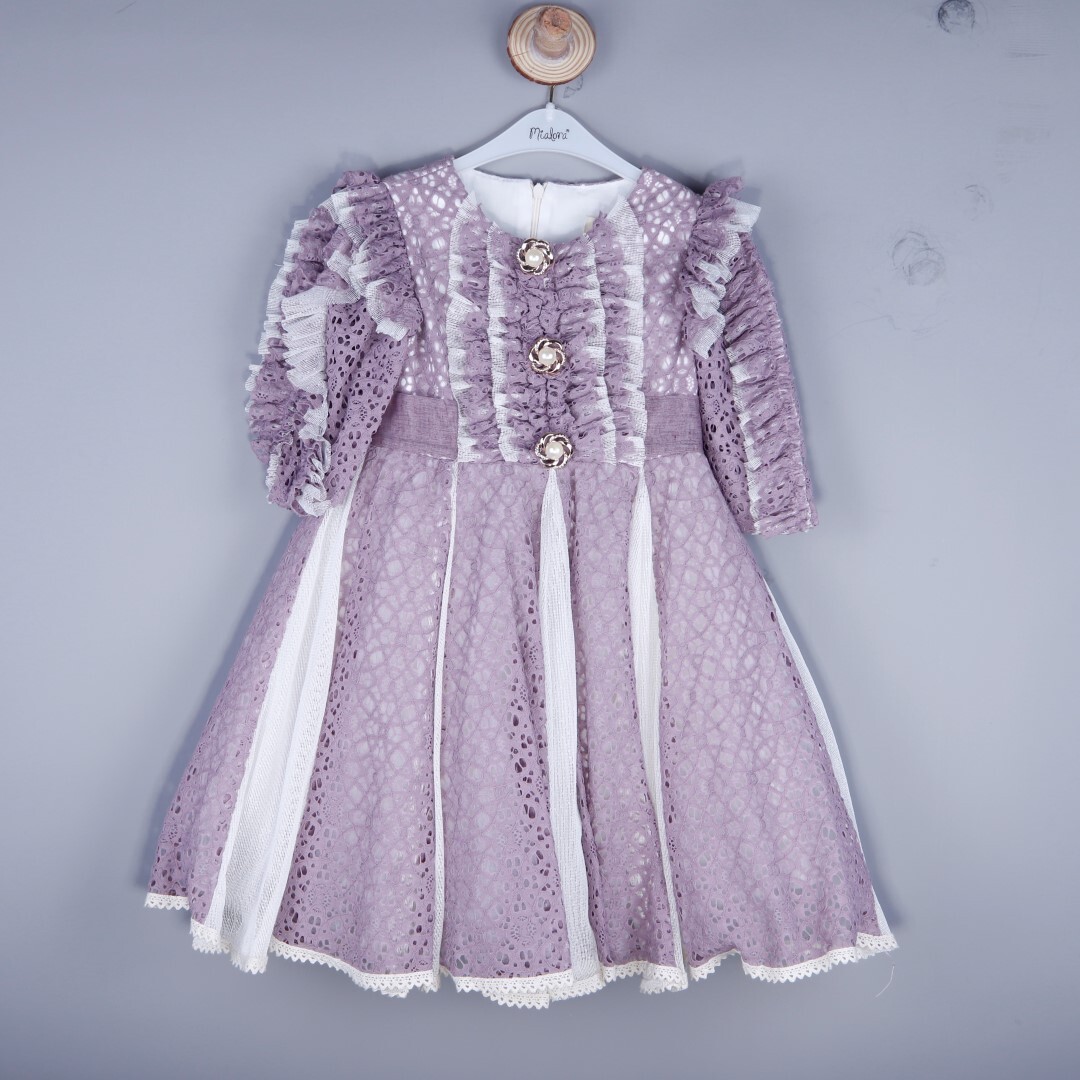 P-002068( M 2049) Kız Elbise 3-7 Yaş 07 Lila - 1