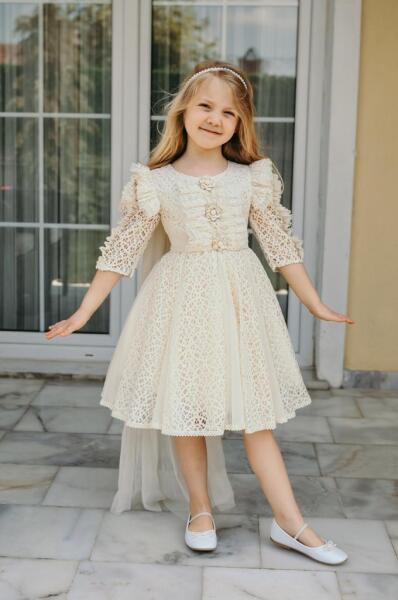 P-002068( M 2049) Kız Elbise 3-7 Yaş 07 Krem - MİYALORA