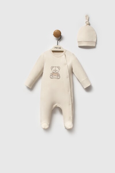 Moi Noi My Bear Şapkalı Tulum MNB1296 Ekru - Moi Noi