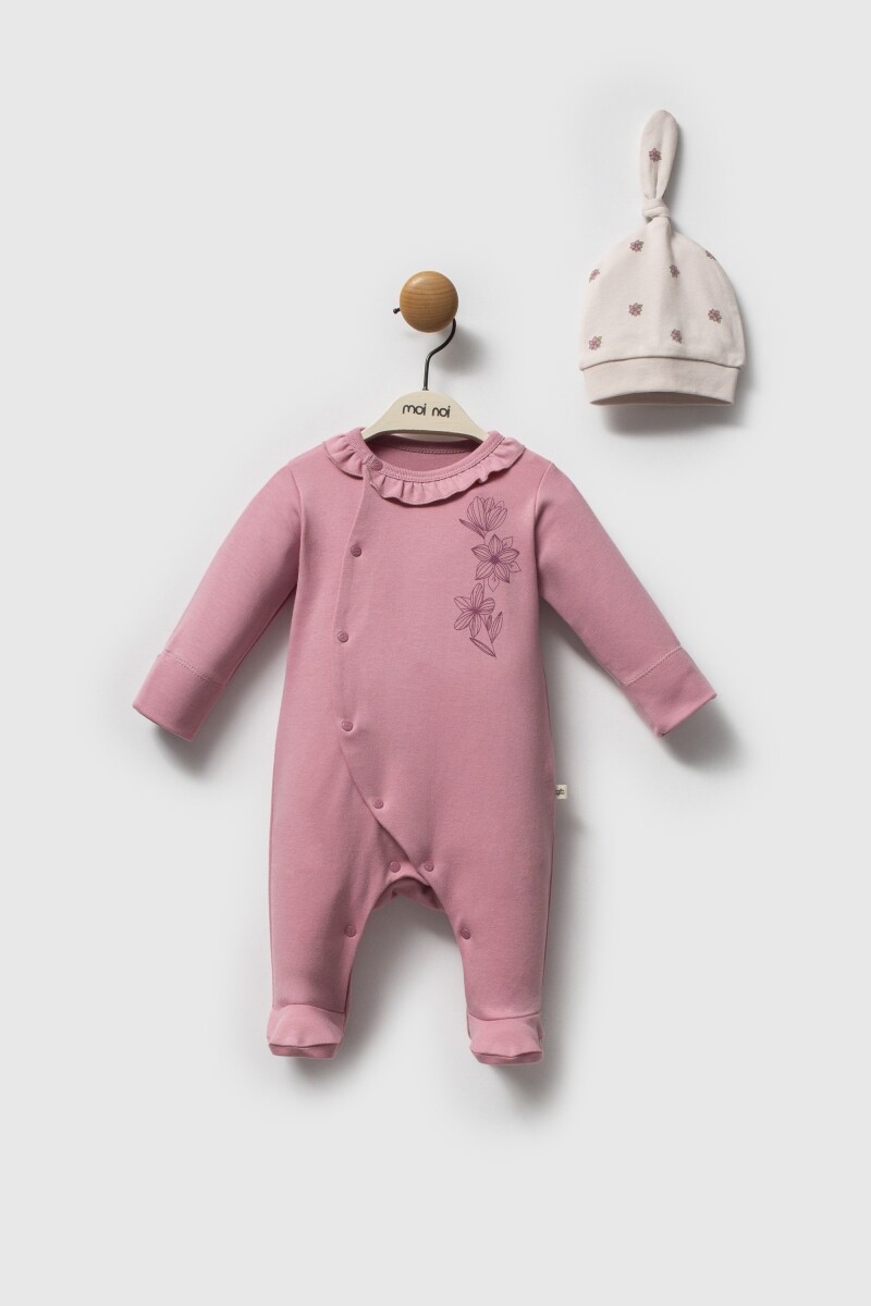 Moi Noi Flowers Şapkalı Tulum MNB1262 Mürdüm - 1