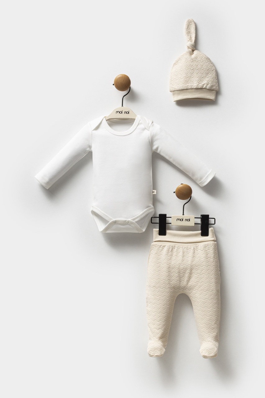 Moi Noi Şapkalı Badi Pantolon Takım MNB5314 Bej - 1