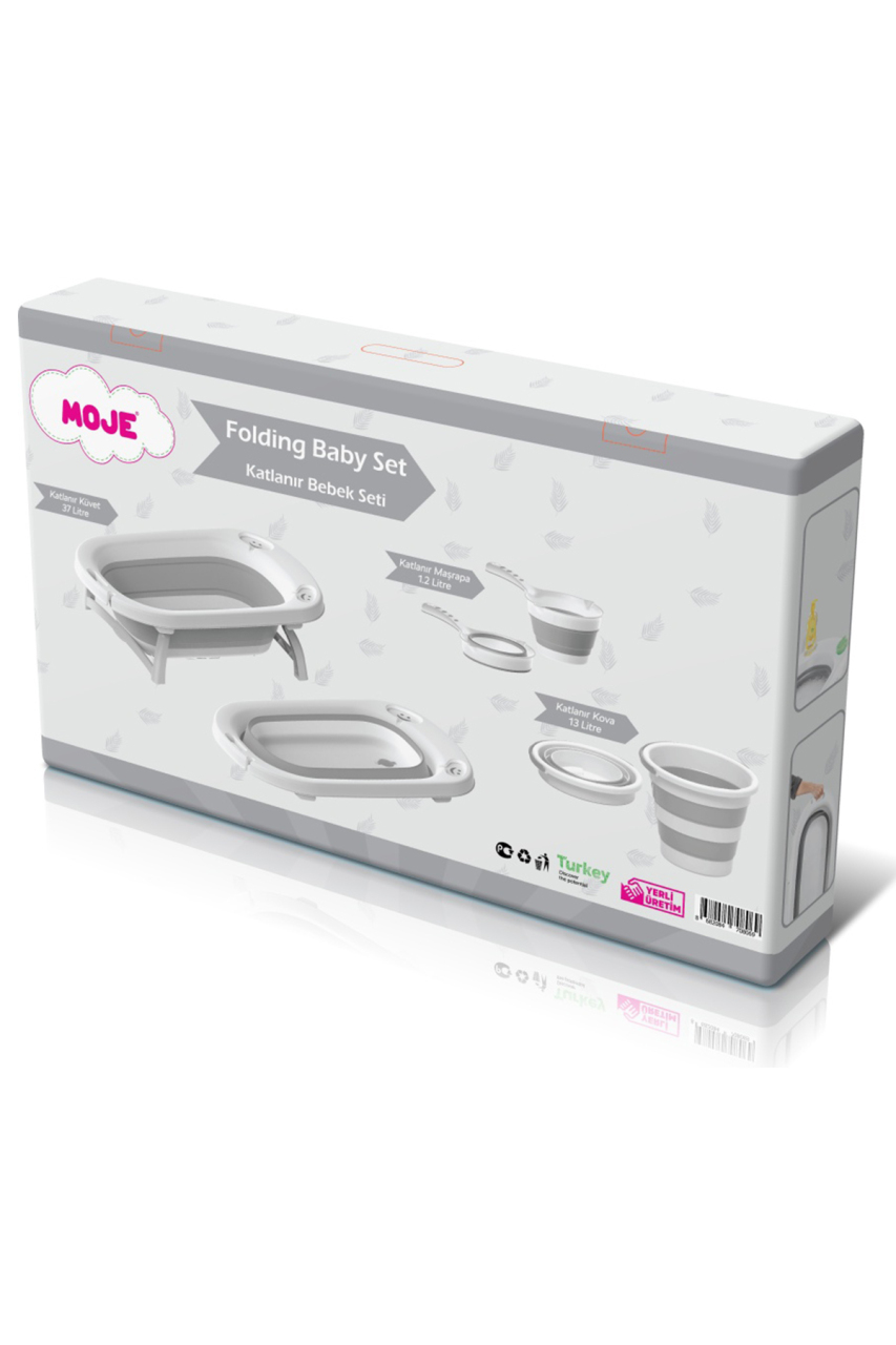 طقم حوض استحمام قابل للطي من موجي، رمادي - 1