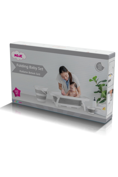 طقم حوض استحمام قابل للطي من موجي، رمادي - 2