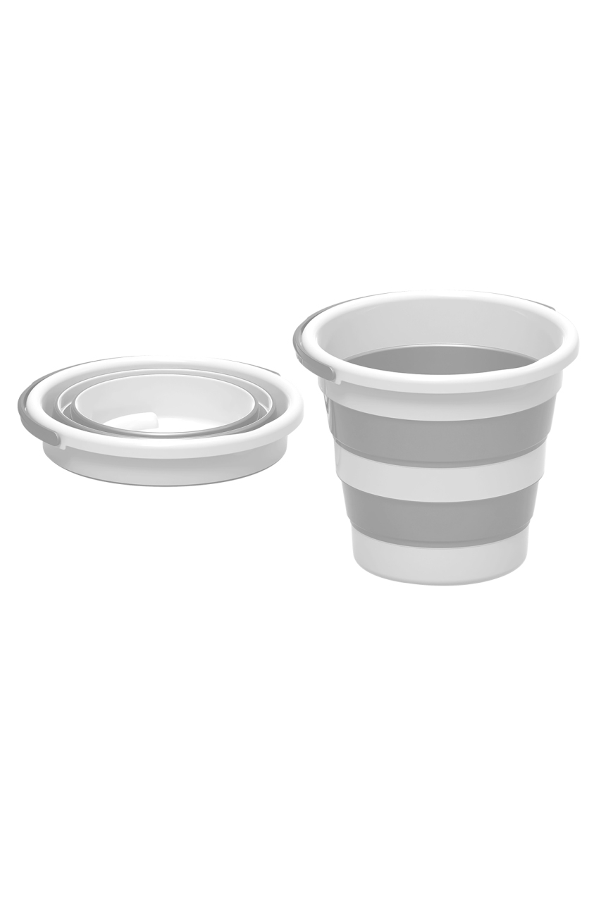 طقم حوض استحمام قابل للطي من موجي، رمادي - 5