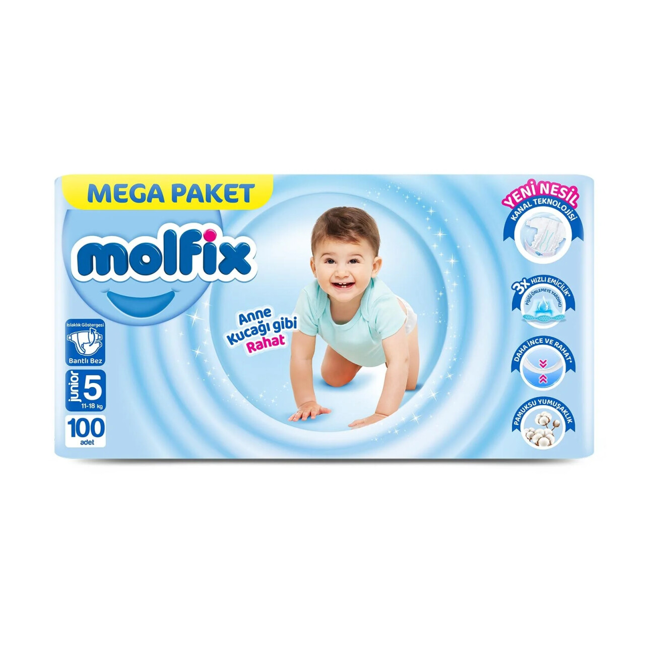 Molfix Mega Paket Bebek Bezi 5 Beden 11-18 Kg 100 Adet - 1