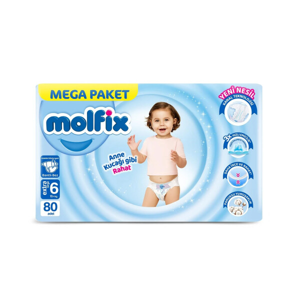 Molfix Mega Paket Bebek Bezi 6 Beden 15+ Kg 80 Adet - Molfix