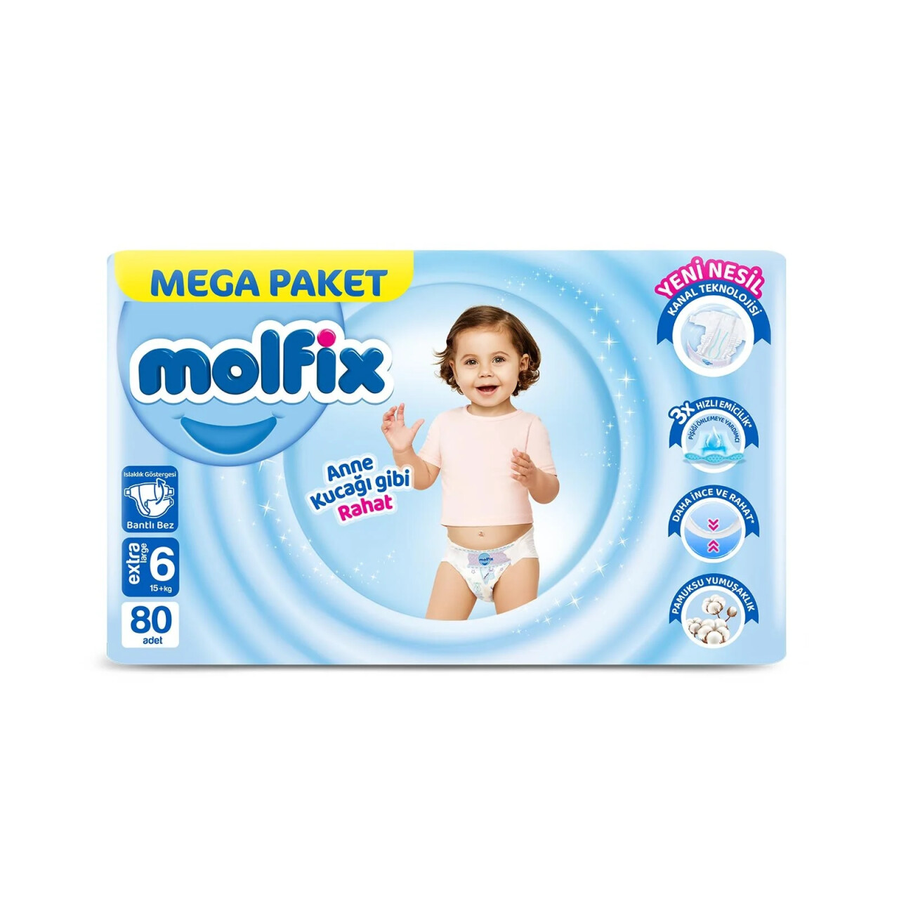Molfix Mega Paket Bebek Bezi 6 Beden 15+ Kg 80 Adet - 1