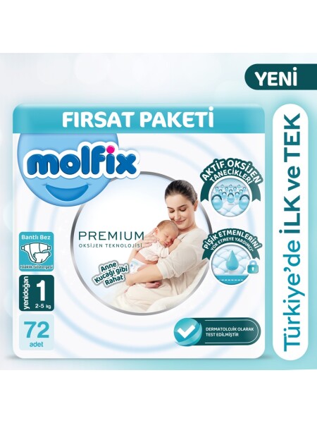 Molfix Premium Bebek Bezi Fırsat Paketi 1 Beden 2-5 Kg 72 Adet - Molfix