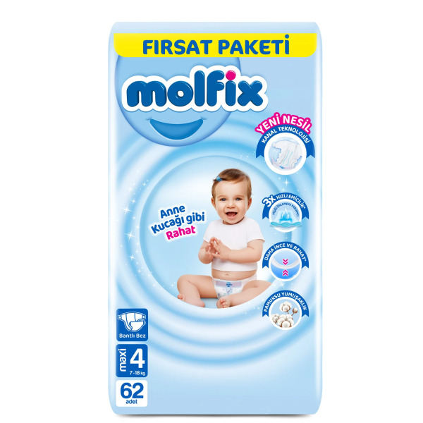 Molfix Bebek Bezi Fırsat Paketi 4 Beden 7-14 Kg 62 Adet - Molfix