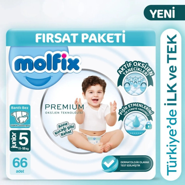 Molfix Premium Bebek Bezi Ultra Fırsat Paketi 5 Beden 11-18 Kg 66 Adet - Molfix