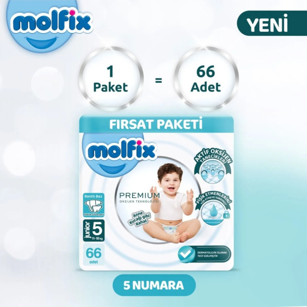 Molfix Premium Bebek Bezi Ultra Fırsat Paketi 5 Beden 11-18 Kg 66 Adet - 2