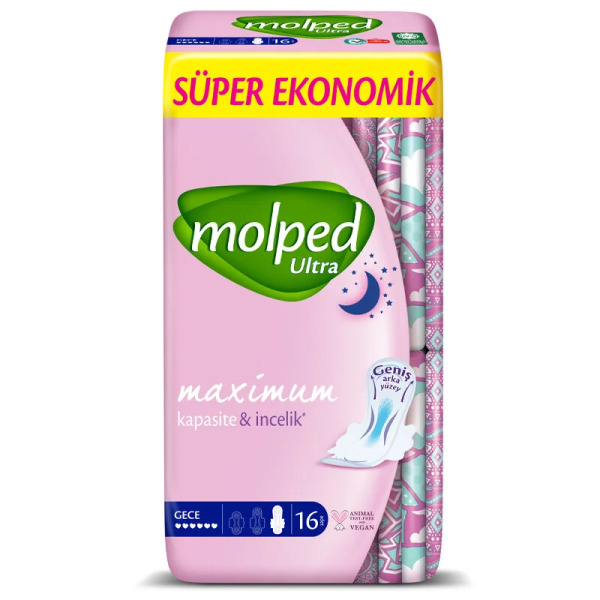 Molped Ultra Hijyen Anatomik Gece Ped Süper Eko 16 Adet - Molped