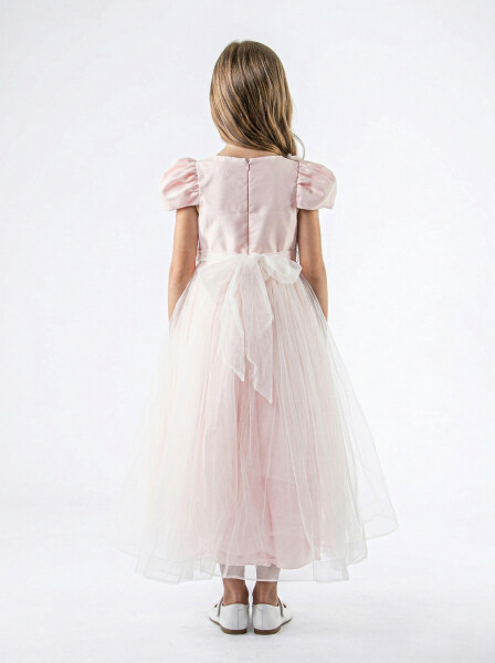 Kız Çocuk Yazlık Abiye Elbise 7-11 Yaş 3176 Somon - 2