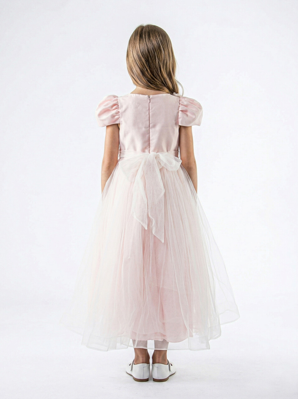 Kız Çocuk Yazlık Abiye Elbise 7-11 Yaş 3176 Somon - 2