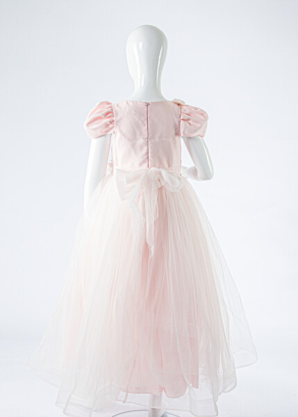 Kız Çocuk Yazlık Abiye Elbise 7-11 Yaş 3176 Somon - 6