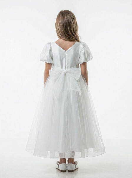 Kız Çocuk Yazlık Abiye Elbise 7-11 Yaş 3070 Beyaz - 2