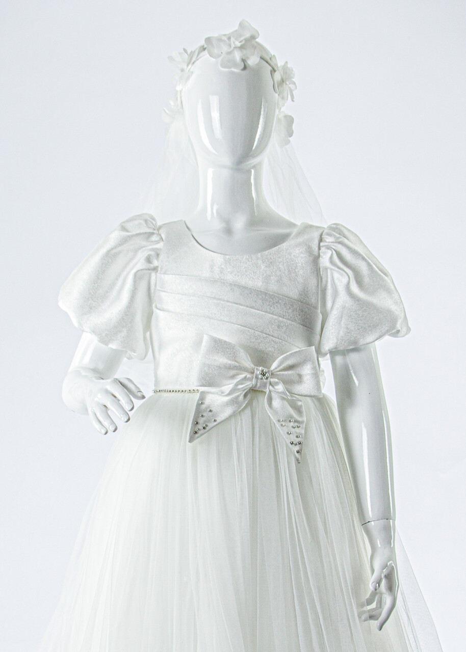 Kız Çocuk Yazlık Abiye Elbise 7-11 Yaş 3070 Beyaz - 4