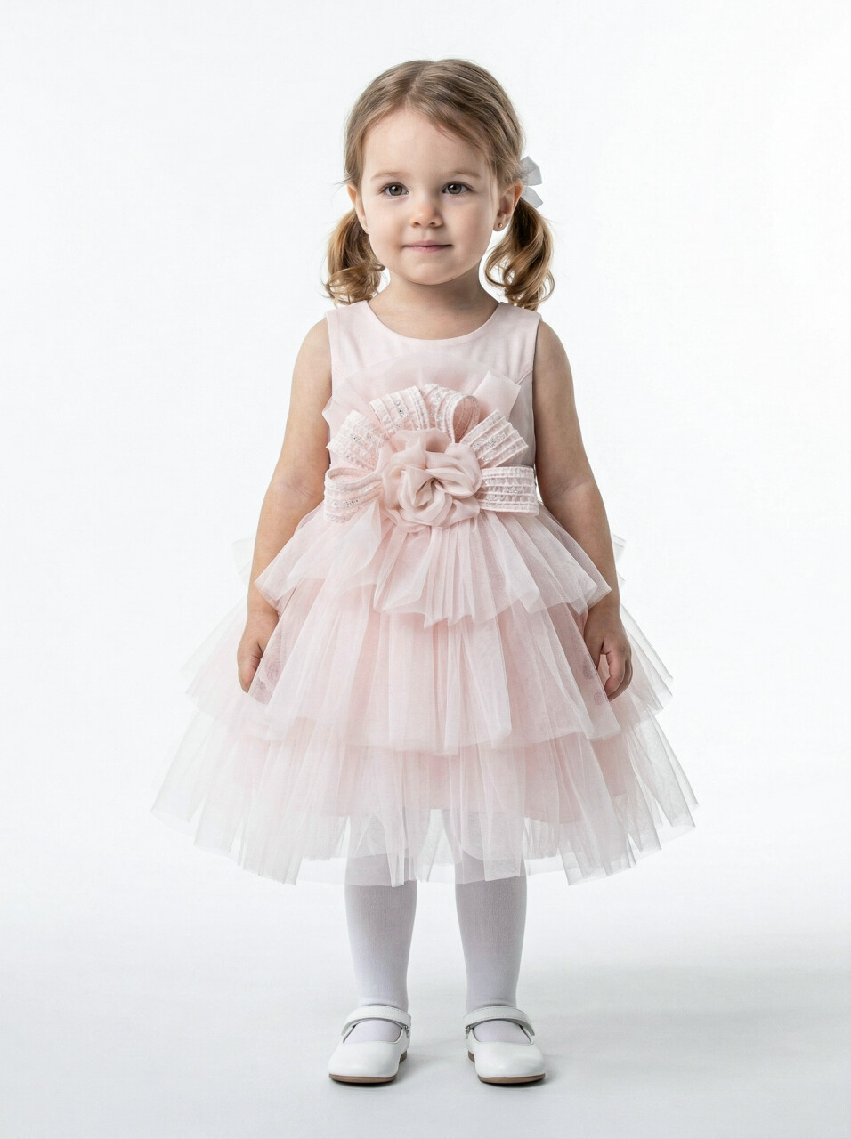 Kız Çocuk Yazlık Abiye Elbise 2-6 Yaş 3418 Somon - 1